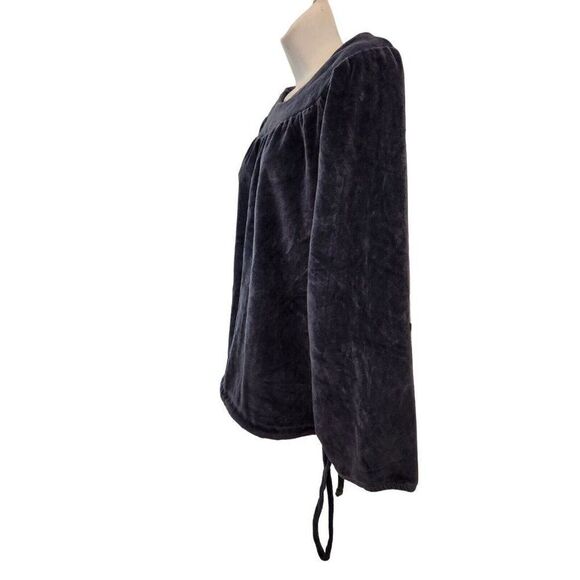 Vintage 70s Levis Womens Blue Velour Long Sleeve Pullover Blouse Shirt M Hippy - Picture 2 of 4